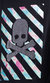 Slim Fit Crewneck Rhinestone Studded Graphic Printed T-Shirt - Silver Skull With Multi Stripes