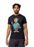 Slim Fit Crewneck Rhinestone Studded Graphic Printed T-Shirt - Skateboard Bear - Black