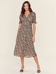 Carson Smocked Back Midi Dress - Leopard