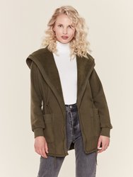 Jules Open Drape Hooded Jacket - Moss