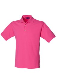 Henbury Mens Classic Plain Polo Shirt With Stand Up Collar (Fuchsia) - Fuchsia