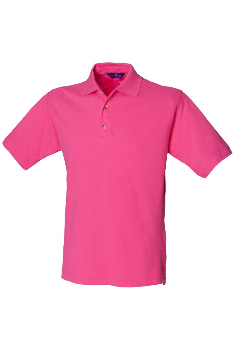 Henbury Mens Classic Plain Polo Shirt With Stand Up Collar (Fuchsia) - Fuchsia