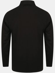 Henbury Mens Long Sleeve Cotton Rich Roll Neck Top / Sweatshirt (Black)