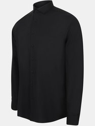 Henbury Mens Long Sleeve Stretch Shirt (Black)