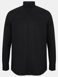 Henbury Mens Long Sleeve Stretch Shirt (Black) - Black