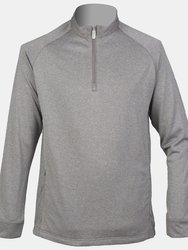 Henbury Mens Quarter Zip Long Sleeve Top (Gray Marl) - Gray Marl