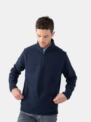 Henbury Mens Zip Neck Micro Fleece Top (Navy) - Navy