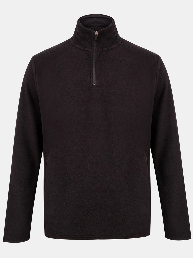 Henbury Mens Zip Neck Micro Fleece Top - Black