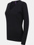 Henbury Womens/Ladies 12 Gauge Fine Knit V-Neck Jumper / Sweatshirt (Navy)