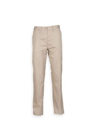 Henbury Womens/Ladies 65/35 Flat Fronted Slim Fit Chino Work Trousers (Stone) - Stone