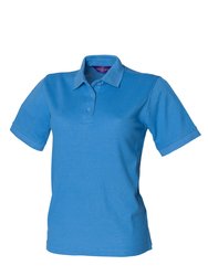Henbury Womens/Ladies 65/35 Polo Shirt - Mid Blue