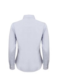 Henbury Womens/Ladies Long Sleeve Oxford Fitted Work Shirt (Light Blue)