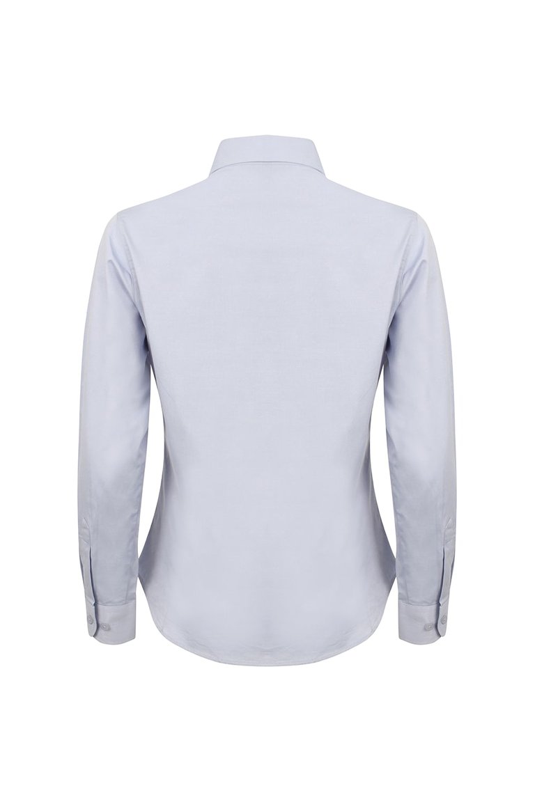 Henbury Womens/Ladies Long Sleeve Oxford Fitted Work Shirt (Light Blue)