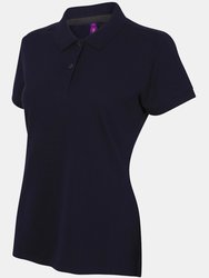 Henbury Womens/Ladies Micro-Fine Short Sleeve Polo Shirt (Navy)