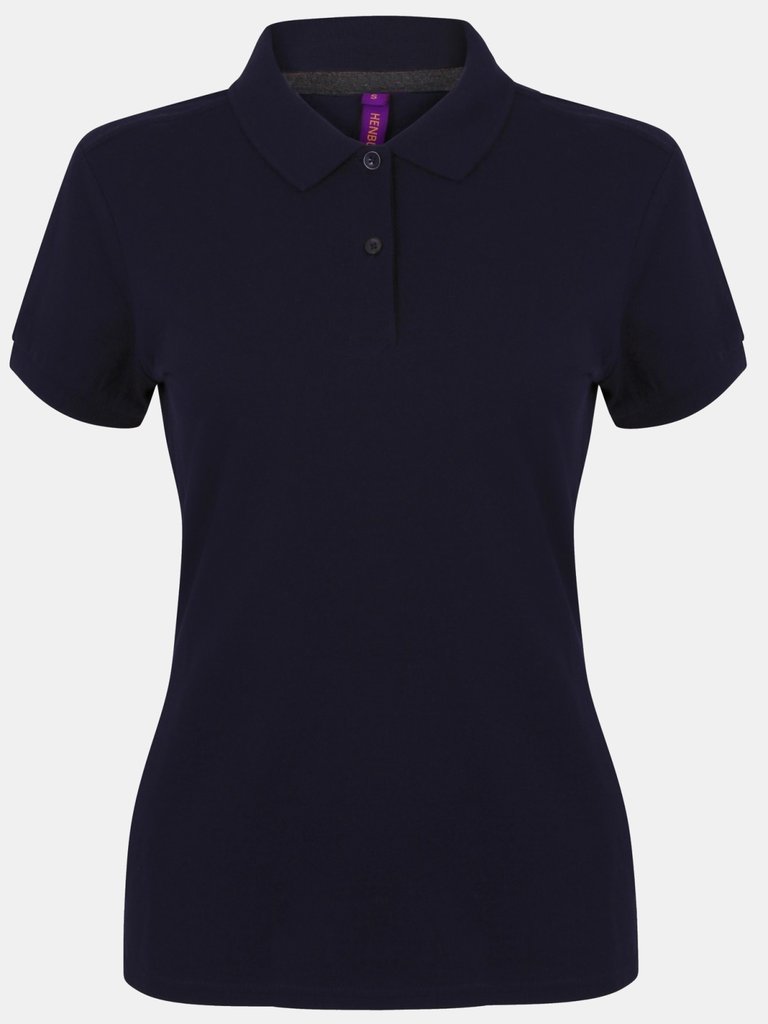 Henbury Womens/Ladies Micro-Fine Short Sleeve Polo Shirt (Navy) - Navy