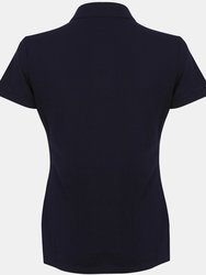 Henbury Womens/Ladies Micro-Fine Short Sleeve Polo Shirt (Navy)