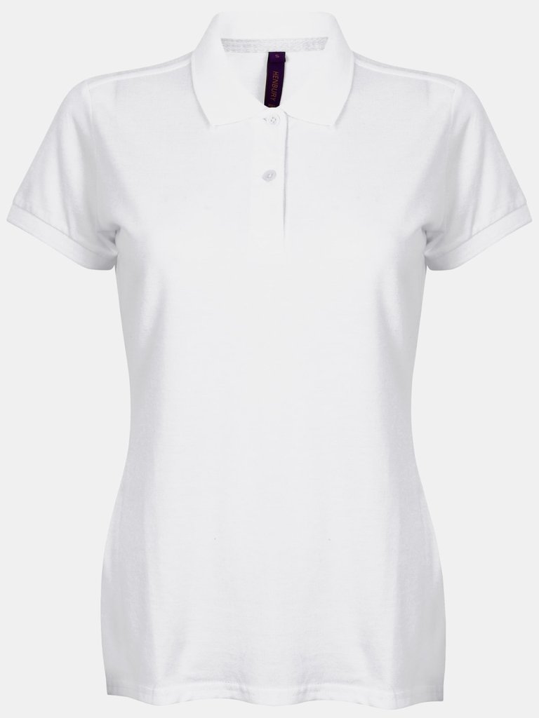 Henbury Womens/Ladies Micro-Fine Short Sleeve Polo Shirt (White) - White