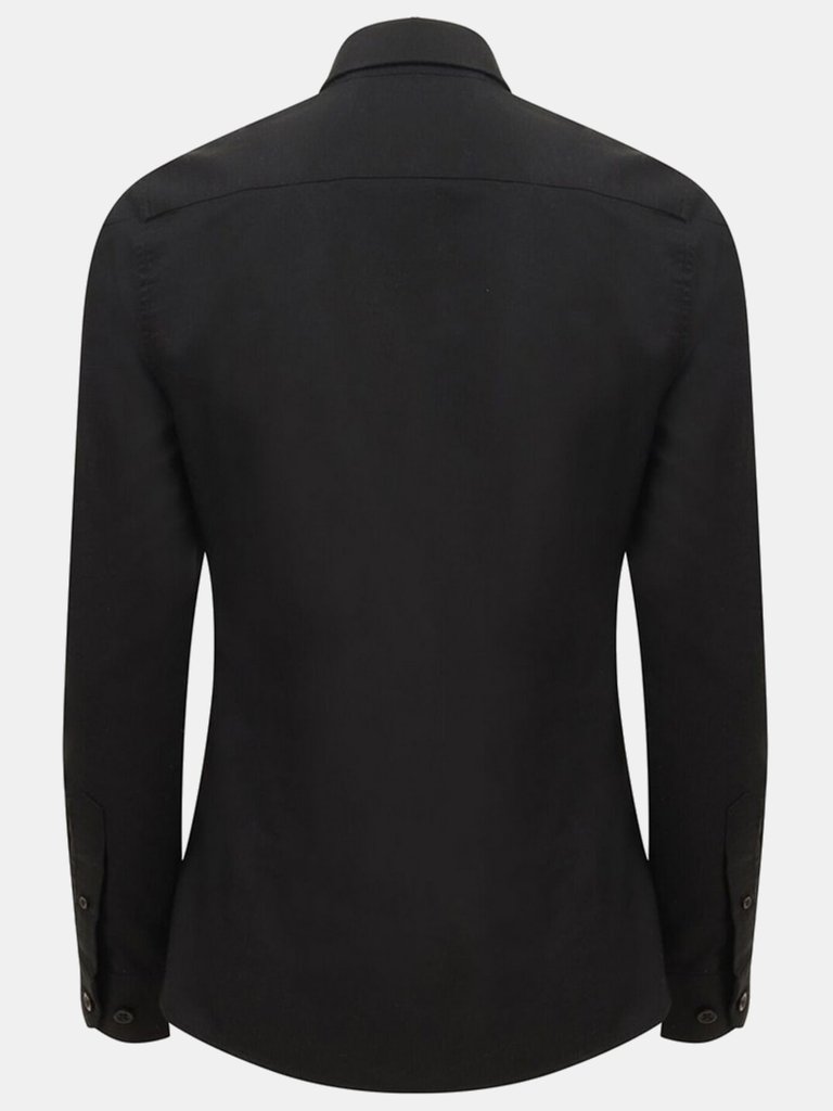 Henbury Womens/Ladies Modern Long Sleeve Oxford Shirt (Black)