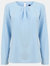 Henbury Womens/Ladies Pleat Front Long Sleeve Blouse (Light Blue) - Light Blue
