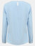 Henbury Womens/Ladies Pleat Front Long Sleeve Blouse (Light Blue)