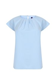 Henbury Womens/Ladies Pleated Blouse (Light Blue) - Light Blue