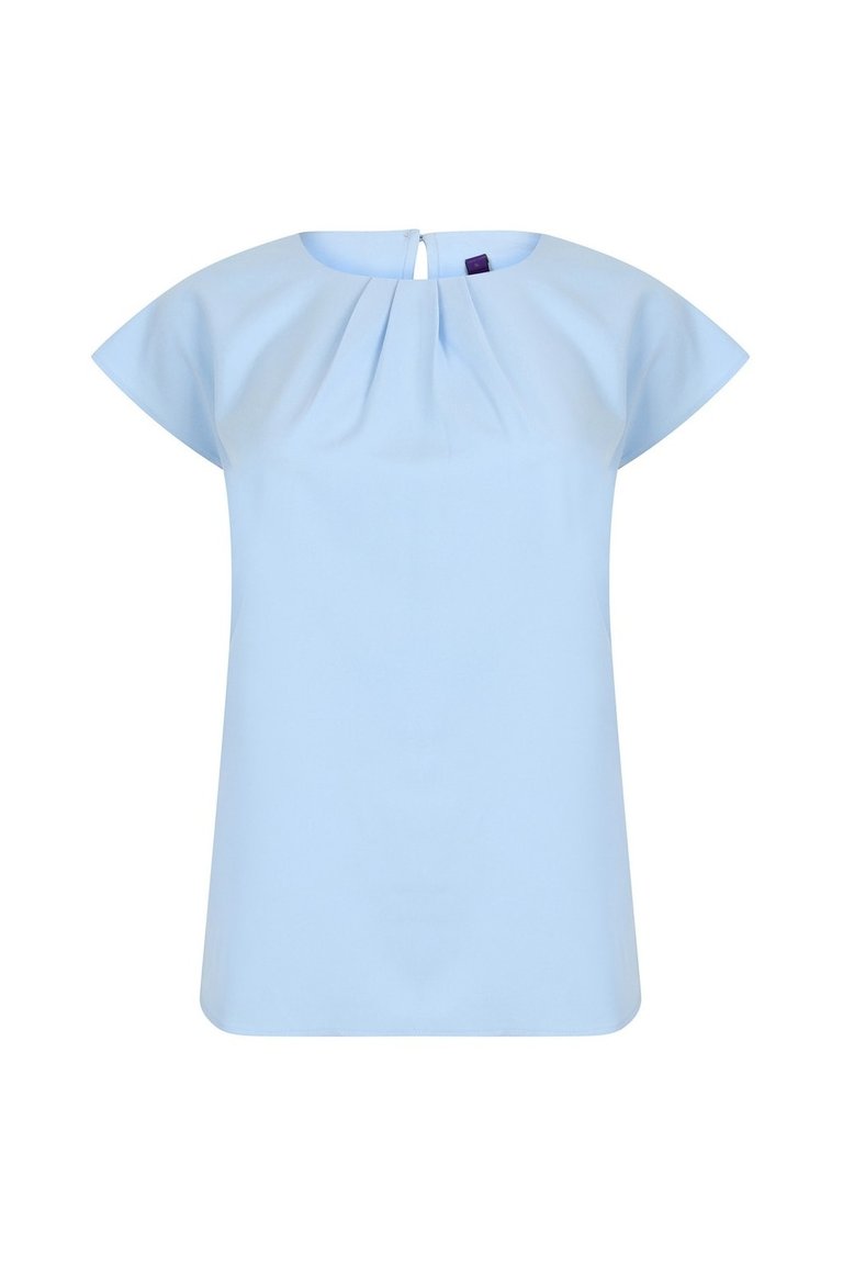 Henbury Womens/Ladies Pleated Blouse (Light Blue) - Light Blue