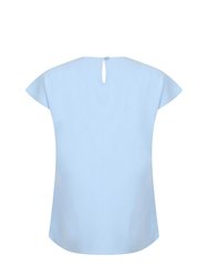Henbury Womens/Ladies Pleated Blouse (Light Blue)