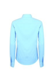 Henbury Womens/Ladies Wicking Anti-bacterial Long Sleeve Work Shirt (Light Blue)