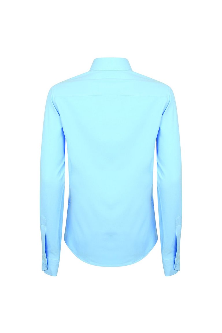 Henbury Womens/Ladies Wicking Anti-bacterial Long Sleeve Work Shirt (Light Blue)