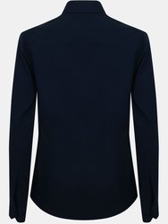 Henbury Womens/Ladies Wicking Anti-bacterial Long Sleeve Work Shirt (Navy)