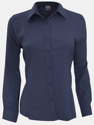 Henbury Womens/Ladies Wicking Anti-bacterial Long Sleeve Work Shirt (Navy) - Navy