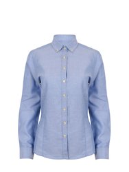 Womens/Ladies Modern Long Sleeve Oxford Shirt - Blue - Blue