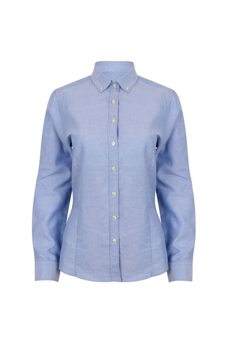 Womens/Ladies Modern Long Sleeve Oxford Shirt - Blue - Blue