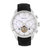Arthur Semi-Skeleton Leather-Band Watch With Day/Date - Silver