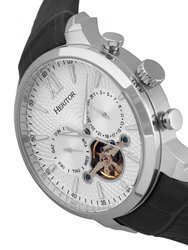 Arthur Semi-Skeleton Leather-Band Watch With Day/Date