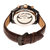 Benedict Leather-Band Watch With Day/Date - Black/Dark Brown