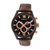 Benedict Leather-Band Watch With Day/Date - Black/Dark Brown - Black/Dark Brown