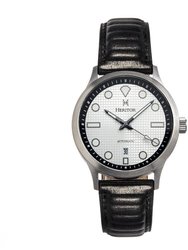 Bradford Leather-Band Watch With Date - Silver & Black