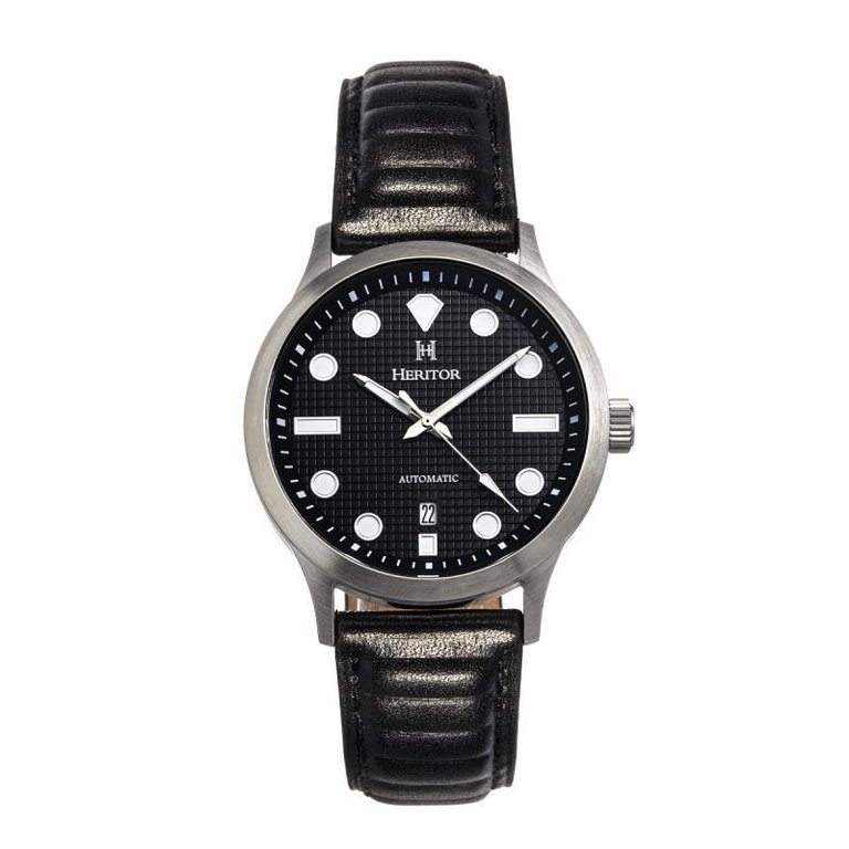 Bradford Leather-Band Watch With Date - Black
