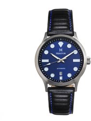 Bradford Leather-Band Watch With Date - Blue & Black
