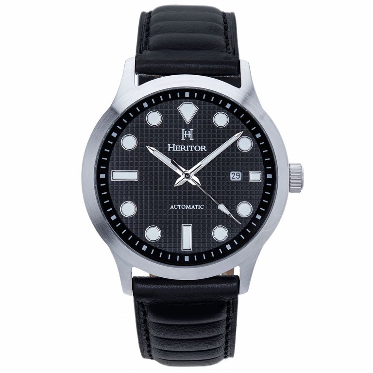 Bradford Leather-Band Watch With Date - Black - Date at Right