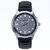 Bradford Leather-Band Watch With Date - Gray & Black - Date at Right