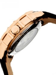 Conrad Skeleton Leather-Band Watch - Rose Gold/Black