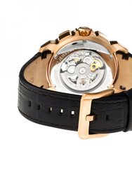 Conrad Skeleton Leather-Band Watch - Rose Gold/Black