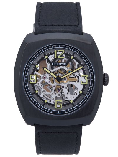 Heritor Watches Gatling Skeletonized Leather-Band Watch product