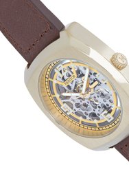 Gatling Skeletonized Leather-Band Watch