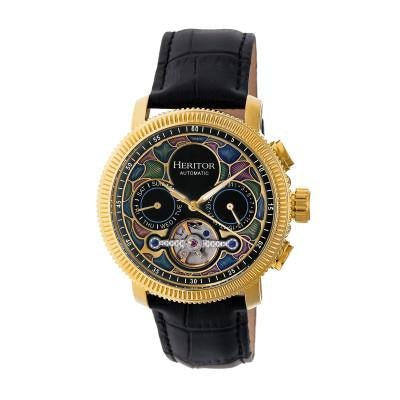 Heritor Watches Heritor Automatic Aura Men's Semi-Skeleton Leather-Band Watch product