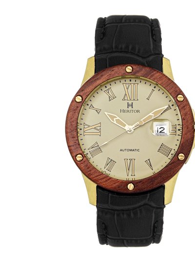 Heritor Watches Heritor Automatic Everest Wooden Bezel Leather Band Watch /Date product