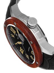 Heritor Automatic Everest Wooden Bezel Leather Band Watch /Date