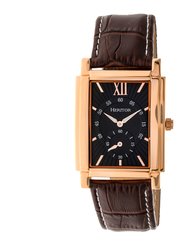 Heritor Automatic Frederick Leather-Band Watch - Rose Gold/Black